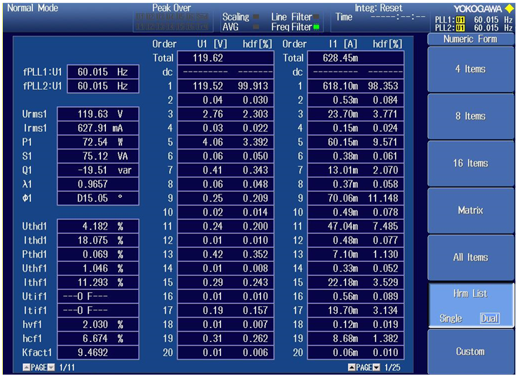 WT1800 Harmonics Screen 1